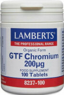 Lamberts GTF Chromium Συμπλήρωμα Διατροφής με Χρώμιο που Συμβάλει στη Σταθεροποίηση του Επιπέδου Γλυκόζης στο Αίμα 200μg, 100tabs