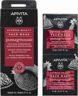 Apivita Express Beauty Μάσκα Προσώπου Αναζωογόνησης & Λάμψης με Ρόδι 2x8ml