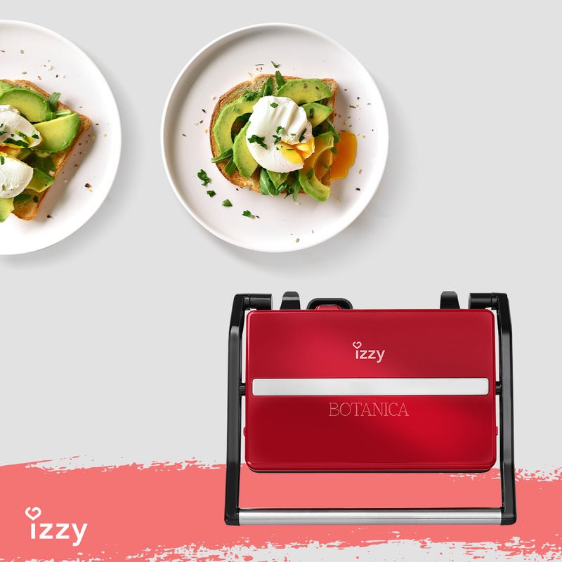 Izzy Τοστιέρα για 2 Τοστ Πλάκες Με Ραβδώσεις Panini Botanica 800W IZ
