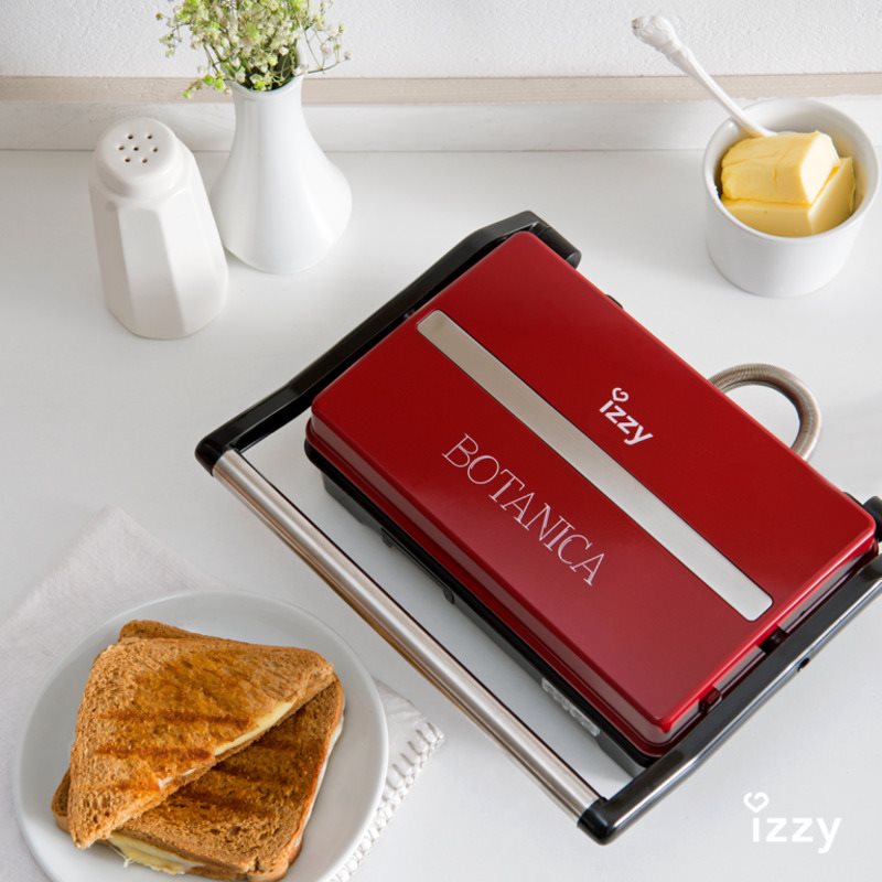 Izzy Τοστιέρα για 2 Τοστ Πλάκες Με Ραβδώσεις Panini Botanica 800W IZ