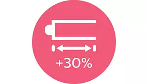 30% μεγαλύτερη επιφάνεια κυλίνδρου για styling σε μακριά ή πυκνά μαλλιά