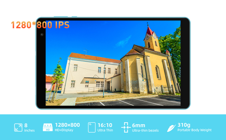 Οθόνη IPS HD 8 ιντσών (1280x800)