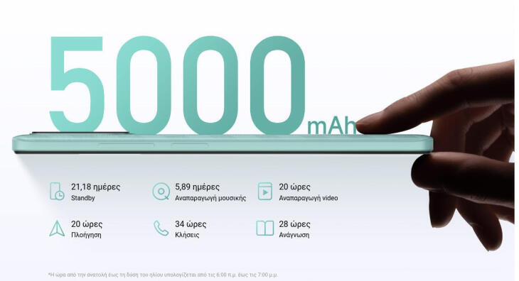 Εξαιρετικά μεγάλη μπαταρία 5000mAh 