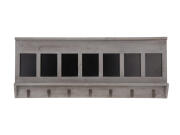 Ξύλινη Κρεμάστρα Vintage για τον Τοίχο με 7 άγκιστρα 90x35x5.5 cm σε Γκρι/Καφέ χρώμα