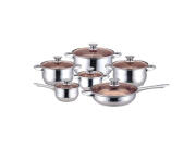 Muhler Σετ Μαγειρικά Σκεύη 12 τεμ. από Ανοξείδωτο ατσάλι με Γυάλινα καπάκια, MR-1242