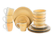 Trento Σετ 4 Σερβίτσια Δείπνου 16 τεμ. με Πιάτα, Μπολ και Κούπες σε Κίτρινο χρώμα, 00346