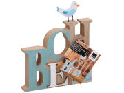 Διακοσμητικό stand με Κείμενο με θέμα Beach σε Φυσικό Χρώμα Ξύλου, 15x17x2cm, Arti Casa 07399