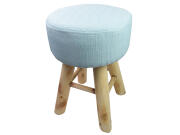 Ξύλινο Σκαμνί Σκαμπό με Υφασμάτινο Κάθισμα σε Μπλε χρώμα, 30x30x40cm, Arti Casa 05740