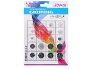 Grundig Αλκαλικές Μπαταρίες Κουμπιά Στρογγυλές 20 τεμαχίων διαφορετικού μεγέθους,