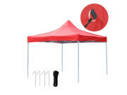 Gazebo Πτυσσόμενο Κιόσκι Τέντα Μεταλλικό σκελετό Τετράγωνο Αδιάβροχο σε Κόκκινο Χρώμα, 3x3x3.2 μέτρα