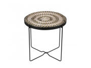 Τραπεζάκι Σαλονιού Μπαλκονιού Bohemian Style με επιφάνεια από άχυρο και μεταλλικό σκελετό, 43cm