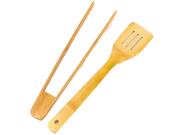 Bamboo Σετ αξεσουάρ κουζίνας 2 τεμαχίων με λαβίδα σαλάτας και κουτάλα σερβιρίσματος