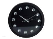 Διακοσμητικό Ρολόι Τοίχου με μεταλλικούς δείκτες και ενδείξεις κρύσταλλα  30 εκατοστών Μαύρο