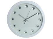 Διακοσμητικό Ρολόι Τοίχου με μεταλλικούς δείκτες και ενδείξεις κρύσταλλα  30 εκατοστών Λευκό