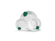 Σετ Σερβίτσια Φαγητού 18 τεμαχίων με Πορσελάνινα Πιάτα σε Λευκό χρώμα και Πράσινο σχέδιο