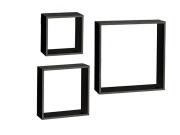 Σετ Τετράγωνα Ξύλινα Ράφια 3 τεμαχίων, σε μαύρο χρώμα και 3 μεγέθη, 35.5x9x35.5 cm