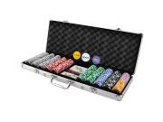 Σετ Βαλίτσα Πόκερ Αλουμινίου με 500 μάρκες, 2 τράπουλες και ζάρια, 26.5x7x22 cm