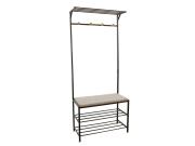 Aria Trade Έπιπλο Εισόδου με Κάθισμα, Κρεμάστρες και 2 Ράφια αποθήκευσης σε Μαύρο χρώμα, 76x35x177.5 cm