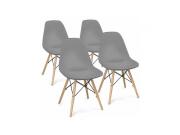 Σετ Καρέκλες Τραπεζαρίας, Κουζίνας 4 τεμαχίων σε γκρι χρώμα με ξύλινο σκελετό