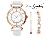 Pierre Cardin Σετ Κοσμημάτων με Γυναικείο Ρολόι Χειρός και βραχιόλια σε λευκό με Rose Gold χρώμα