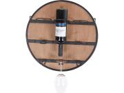 Επιτοίχια Στρογγυλή Μπουκαλοθήκη 50cm με θέσεις για 3 μπουκάλια και ποτήρια