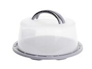 Πλαστικό Δοχείο αποθήκευσης Κέικ με Αεροστεγές Καπάκι και Λαβή, Τουρτιέρα διαμέτρου 35cm, Γκρι