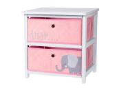 Παιδικό Ντουλάπι Αποθήκευσης παιχνιδιών και Αντικειμένων με 2 Συρτάρια, 34.5x10x42.5 cm Ροζ