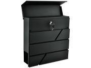 Malatec Γραμματοκιβώτιο από Ατσάλι με κλειδαριά και θέση για εφημερίδα σε μαύρο χρώμα, 10x37x36.7 cm