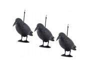 Σετ Απωθητικά πτηνών ομοίωμα κοράκι 3 τεμαχίων με άγκιστρα σε γκρι χρώμα, 40x20x13 cm