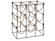 Μεταλλική κάβα κρασιών 9 θέσεων με καραβόσκοινο, διαστάσεων 38x22x45cm