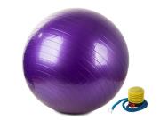 Φουσκωτή μπάλα γυμναστικής για Yoga και Pilates διαμέτρου 65cm μαζί με τρόμπα, σε Μωβ χρώμα