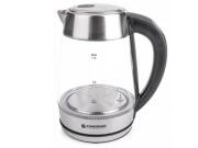 Powermat Γυάλινος Βραστήρας νερού 1.7lt 2200W με φωτισμό led σε Ασημί χρώμα,  PM-ECB-17-GRGBT