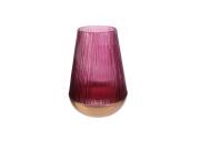 Γυάλινο βάζο ανάγλυφο διακοσμητικό σε κόκκινο χρώμα και χρυσές λεπτομέρειες ύψους 23.5 cm