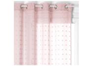 Κουρτίνα έτοιμη με τρουκς σε ροζ χρώμα ημιδιάφανη, με ανάγλυφο σχέδιο pom pom, 140x240 cm