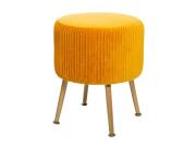 Σκαμπό σαλονιού με ξύλινα πόδια και βελούδινο μουσταρδί κάθισμα, 35x41.6 cm