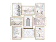 Ξύλινη Πολυκορνίζα Τοίχου για 9 φωτογραφίες σε ασύμμετρο σχήμα, 45x3x45 cm Λευκό