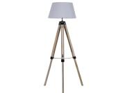 Φωτιστικό Δαπέδου με Τρίποδη Ξύλινη βάση και Γκρι Ανοιχτό Αμπαζούρ Καπέλο, 46x72x144 cm