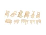 Σετ Κατασκευής DIY Ξύλινα έπιπλα για κουκλόσπιτο 34 τεμαχίων σε φυσικό χρώμα