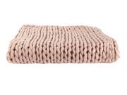 Aria Trade Μονή Πλεκτή Κουβέρτα ριχτάρι καναπέ με χοντρή πλέξη σε Ροζ Χρώμα,120x150 cm