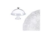 Aria Trade Γυάλινη Τουρτιέρα 34cm Πιατέλα Με Πόδι και καπάκι στυλ Καμπάνας  17x33.5x34 cm