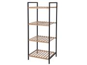 Bamboo Ξύλινη Ραφιέρα Μπάνιου με 4 ράφια σε μαύρο καφέ χρώμα, 38x32.5x95 cm