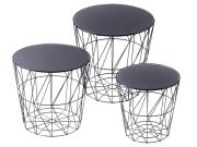 Σετ Μεταλλικά Τραπεζάκια σαλονιού σε σχήμα καλαθιού με εφέ καθρέφτη, Side Tables set