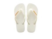 Havaianas Γυναικείες Σαγιονάρες, Flip Flops, σε Λευκό χρώμα με μεταλλικό Logo 37/38