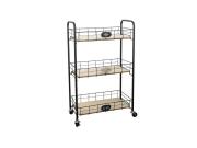 Μεταλλική Ραφιέρα Κουζίνας Οργανωτής Τρόλεϊ με 3 ράφια και ροδάκια, 79.2x23x48 cm