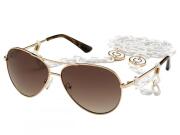 Guess Γυναικεία Γυαλιά Ηλίου με χρυσό μεταλλικό σκελετό και δώρο αλυσίδα, GU7641 32F 60