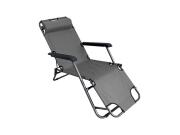 Μεταλλική Ξαπλώστρα Κήπου, Παραλίας, Θαλάσσης με μαξιλάρι σε γκρι χρώμα, 153x60x23 cm