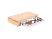 Ξύλινη βάση κοπής με συρόμενο δίσκο από ανοξείδωτο ατσάλι, 34.5x16x6 cm