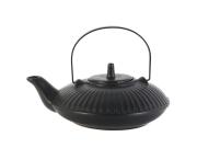 Τσαγιέρα κεραμική με εσωτερικό μεταλλικό φίλτρο, σε μαύρο χρώμα, χωρητικότητας 600ml