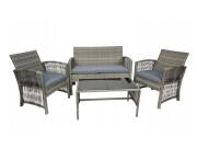 Σετ Έπιπλα Κήπου και Βεράντας 4 τεμ από Ρατάν σε γκρι χρώμα, Rattan Furniture Set