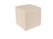 Ξύλινο Σκαμπό με βελούδινο ύφασμα σε μπεζ χρώμα, 32x32x34 cm Ρόμβος